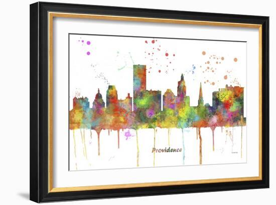 Providence Rhode Island Skyline MCLR 1-Marlene Watson-Framed Giclee Print