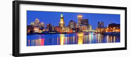 Providence, Rhode Island, USA Panorama from across the Providence River.-SeanPavonePhoto-Framed Photographic Print