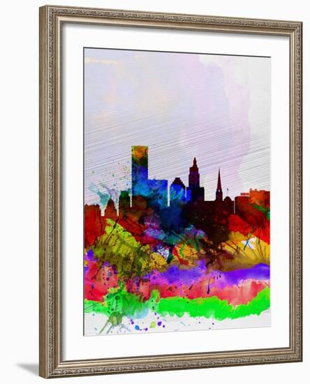 Providence Watercolor Skyline-NaxArt-Framed Art Print