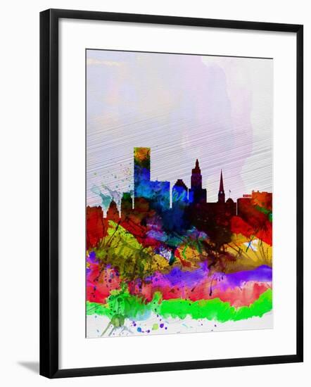 Providence Watercolor Skyline-NaxArt-Framed Art Print