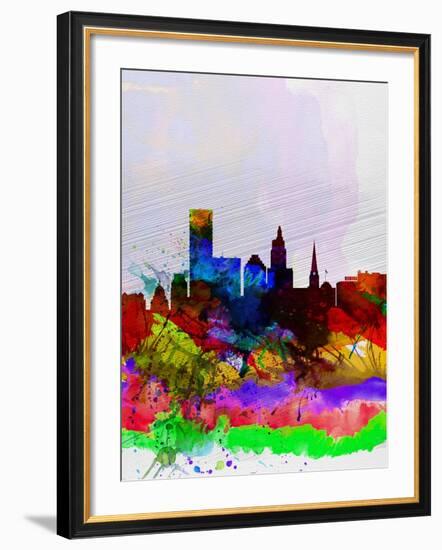 Providence Watercolor Skyline-NaxArt-Framed Art Print