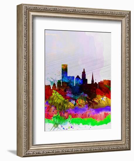 Providence Watercolor Skyline-NaxArt-Framed Art Print