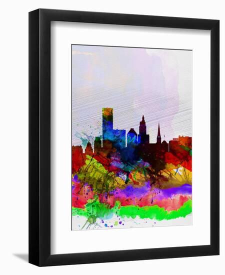 Providence Watercolor Skyline-NaxArt-Framed Art Print