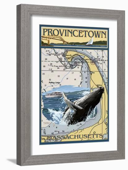 Provincetown, Massachusetts - Nautical Chart-Lantern Press-Framed Art Print