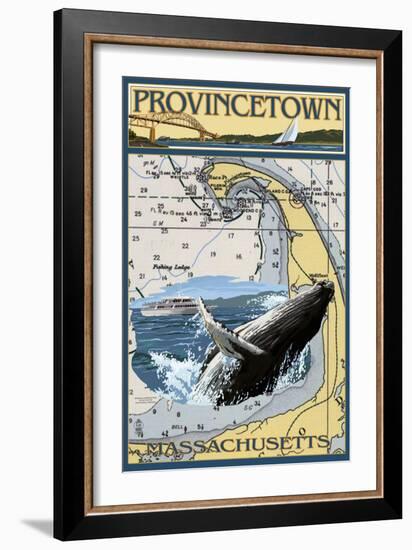 Provincetown, Massachusetts - Nautical Chart-Lantern Press-Framed Art Print