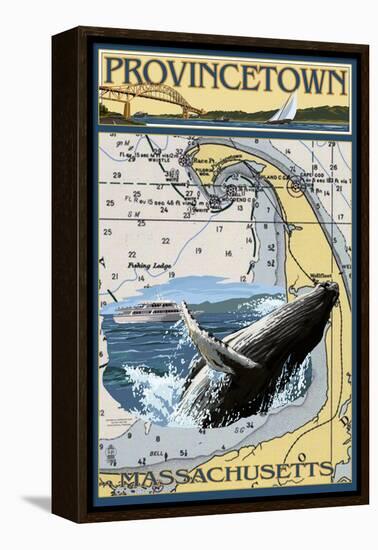 Provincetown, Massachusetts - Nautical Chart-Lantern Press-Framed Stretched Canvas