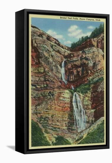 Provo Canyon, Utah, View of Bridal Veil Falls-Lantern Press-Framed Stretched Canvas