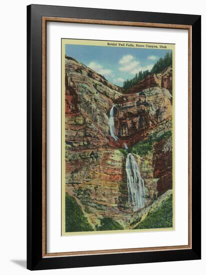 Provo Canyon, Utah, View of Bridal Veil Falls-Lantern Press-Framed Art Print