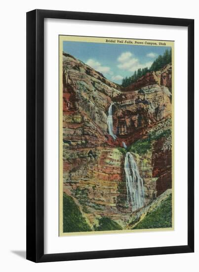 Provo Canyon, Utah, View of Bridal Veil Falls-Lantern Press-Framed Art Print