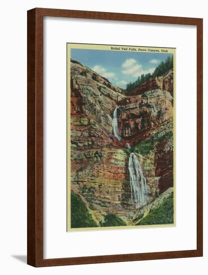 Provo Canyon, Utah, View of Bridal Veil Falls-Lantern Press-Framed Art Print