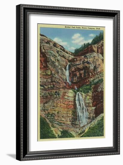 Provo Canyon, Utah, View of Bridal Veil Falls-Lantern Press-Framed Art Print