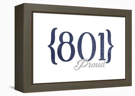 Provo, Utah - 801 Area Code (Blue)-Lantern Press-Framed Stretched Canvas