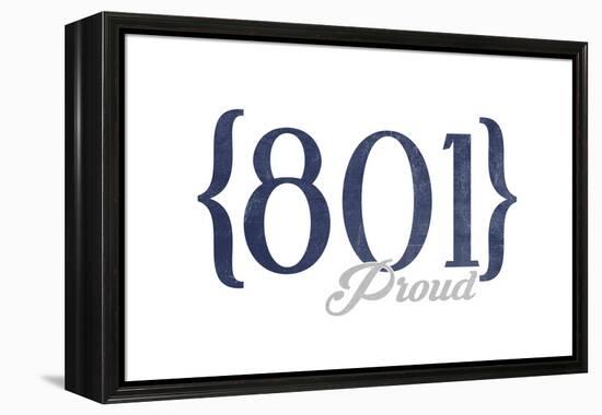 Provo, Utah - 801 Area Code (Blue)-Lantern Press-Framed Stretched Canvas