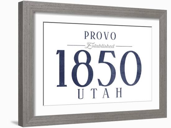 Provo, Utah - Established Date (Blue)-Lantern Press-Framed Art Print