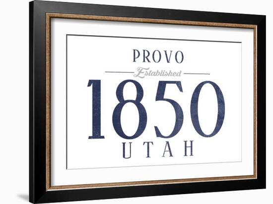 Provo, Utah - Established Date (Blue)-Lantern Press-Framed Art Print