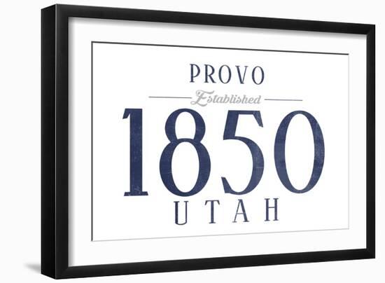 Provo, Utah - Established Date (Blue)-Lantern Press-Framed Art Print