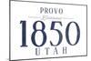 Provo, Utah - Established Date (Blue)-Lantern Press-Mounted Art Print