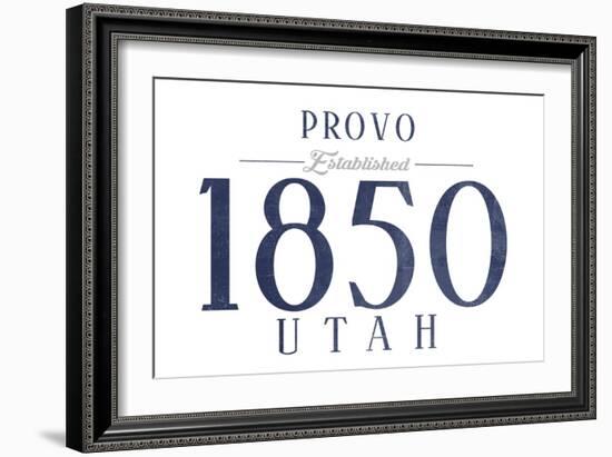 Provo, Utah - Established Date (Blue)-Lantern Press-Framed Art Print