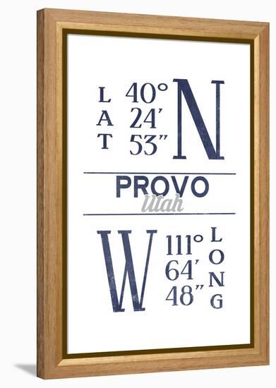 Provo, Utah - Latitude and Longitude (Blue)-Lantern Press-Framed Stretched Canvas