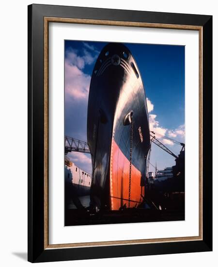 Prow of Texaco Oil Tanker Oklahoma at Sun Shipbuilding and Dry Dock Co. Shipyards-Dmitri Kessel-Framed Photographic Print