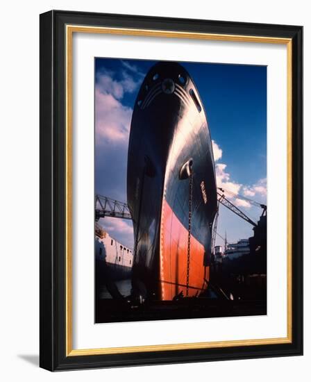 Prow of Texaco Oil Tanker Oklahoma at Sun Shipbuilding and Dry Dock Co. Shipyards-Dmitri Kessel-Framed Photographic Print