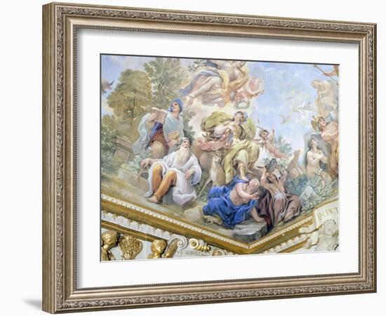 Prudence, Detail of Cycle of Frescoes in Hall of Mirrors-Luca Giordano-Framed Giclee Print