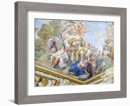 Prudence, Detail of Cycle of Frescoes in Hall of Mirrors-Luca Giordano-Framed Giclee Print