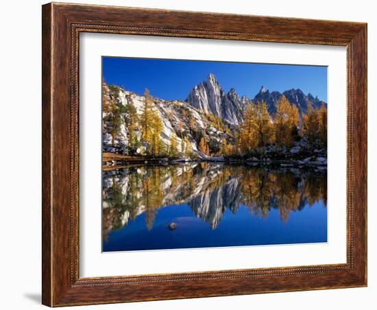 Prusik Peak and Temple Ridge, Reflected in Sprite Lake, Enchantment Lakes-Jamie & Judy Wild-Framed Photographic Print