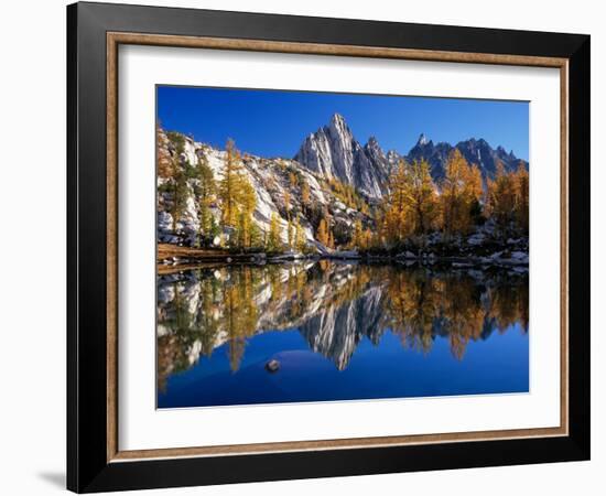 Prusik Peak and Temple Ridge, Reflected in Sprite Lake, Enchantment Lakes-Jamie & Judy Wild-Framed Photographic Print