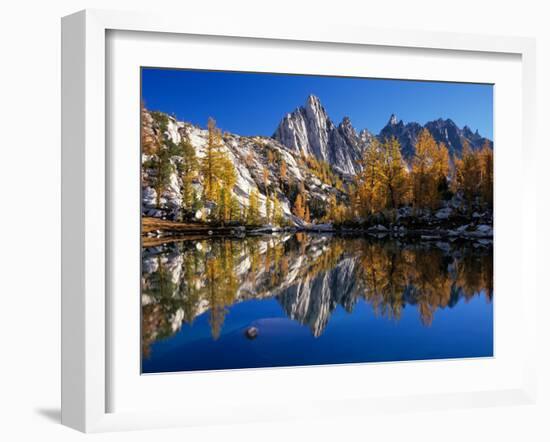 Prusik Peak and Temple Ridge, Reflected in Sprite Lake, Enchantment Lakes-Jamie & Judy Wild-Framed Photographic Print