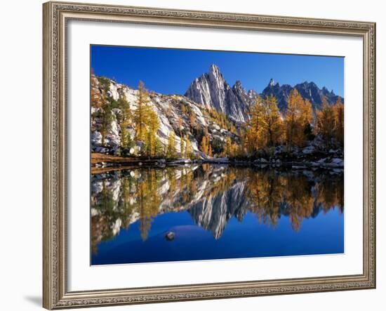 Prusik Peak and Temple Ridge, Reflected in Sprite Lake, Enchantment Lakes-Jamie & Judy Wild-Framed Photographic Print