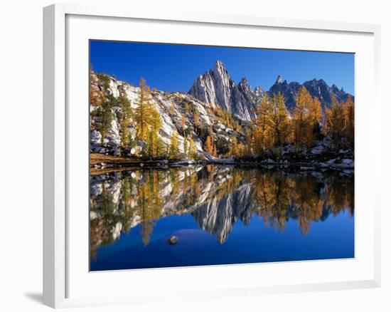 Prusik Peak and Temple Ridge, Reflected in Sprite Lake, Enchantment Lakes-Jamie & Judy Wild-Framed Photographic Print