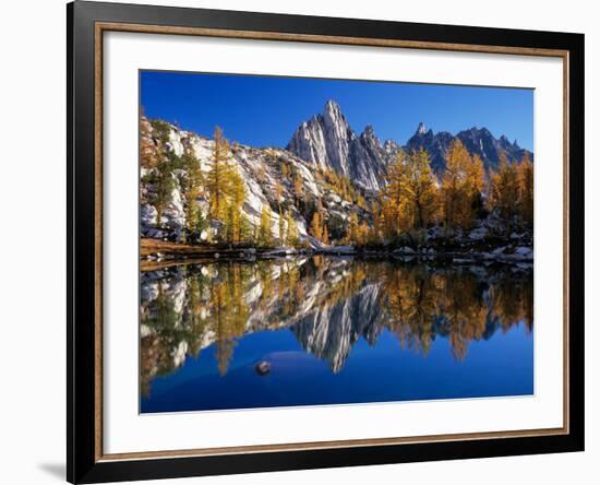 Prusik Peak and Temple Ridge, Reflected in Sprite Lake, Enchantment Lakes-Jamie & Judy Wild-Framed Photographic Print