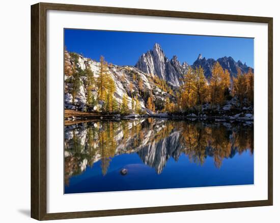 Prusik Peak and Temple Ridge, Reflected in Sprite Lake, Enchantment Lakes-Jamie & Judy Wild-Framed Photographic Print