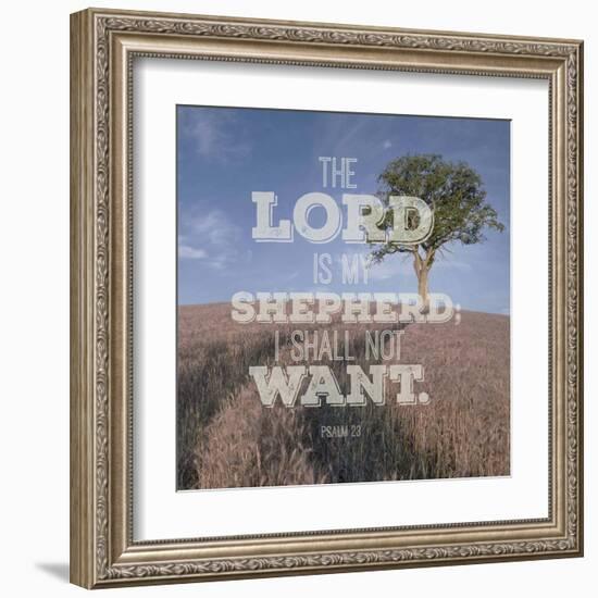 Psalm 23 The Lord is My Shepherd - B&W Field-Inspire Me-Framed Art Print