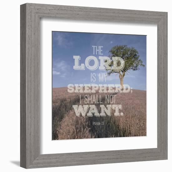 Psalm 23 The Lord is My Shepherd - B&W Field-Inspire Me-Framed Art Print