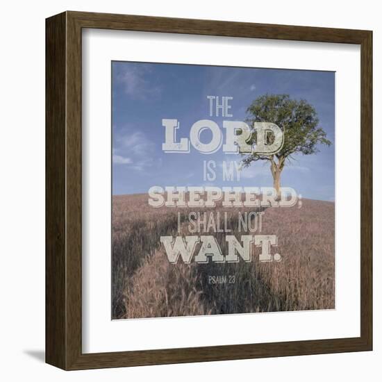 Psalm 23 The Lord is My Shepherd - B&W Field-Inspire Me-Framed Art Print