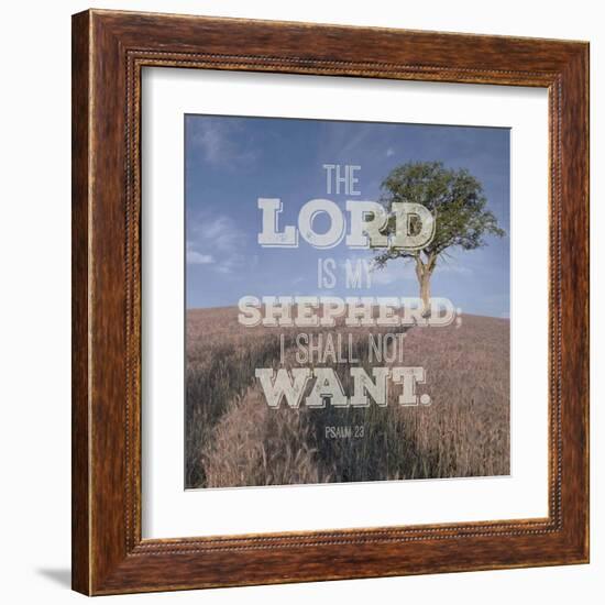 Psalm 23 The Lord is My Shepherd - B&W Field-Inspire Me-Framed Art Print