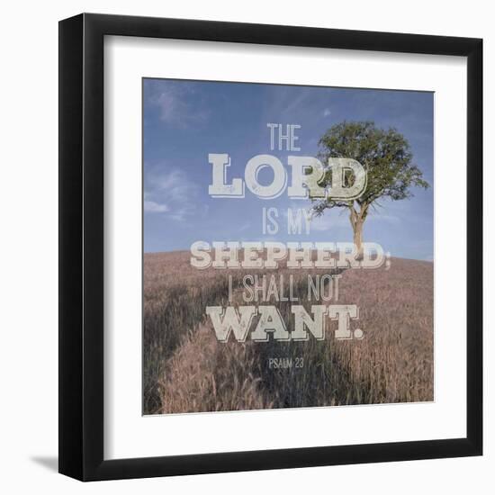 Psalm 23 The Lord is My Shepherd - B&W Field-Inspire Me-Framed Art Print