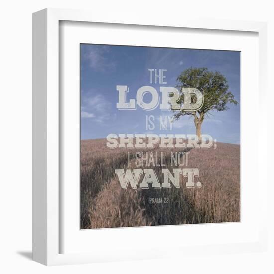 Psalm 23 The Lord is My Shepherd - B&W Field-Inspire Me-Framed Art Print