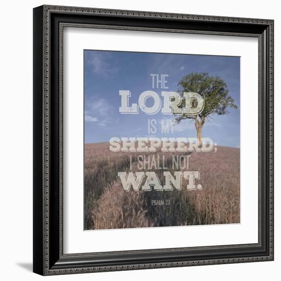 Psalm 23 The Lord is My Shepherd - B&W Field-Inspire Me-Framed Art Print