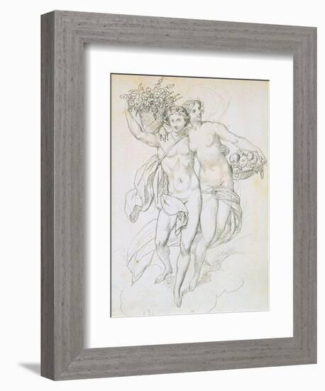 Psyche and Cupid, C1820-1857-Achille Deveria-Framed Giclee Print