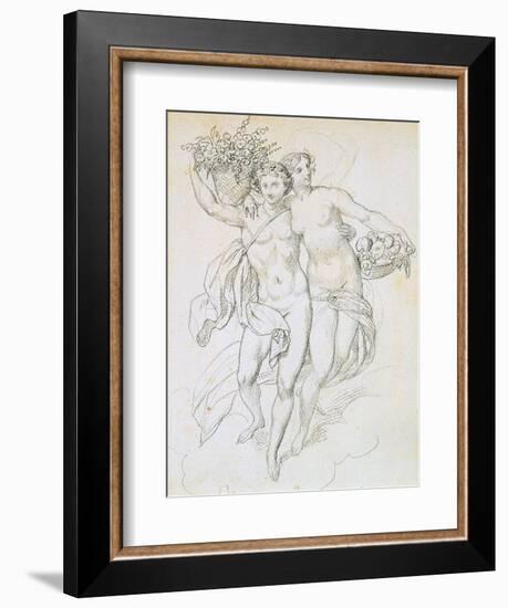 Psyche and Cupid, C1820-1857-Achille Deveria-Framed Giclee Print