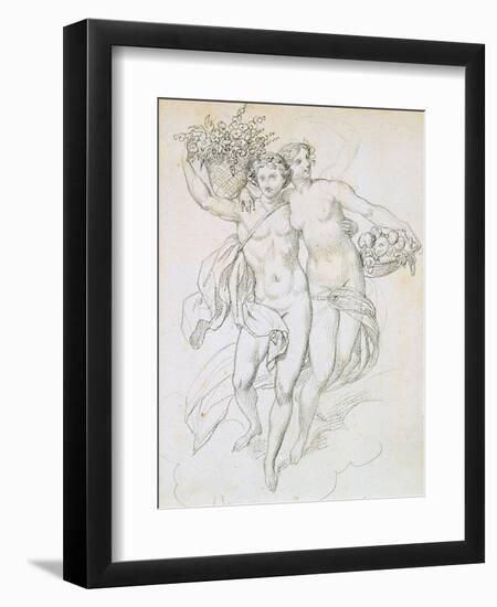 Psyche and Cupid, C1820-1857-Achille Deveria-Framed Giclee Print