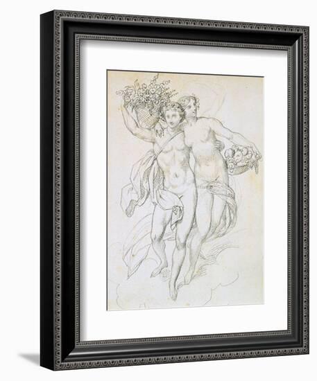 Psyche and Cupid, C1820-1857-Achille Deveria-Framed Giclee Print