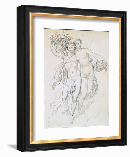 Psyche and Cupid, C1820-1857-Achille Deveria-Framed Giclee Print