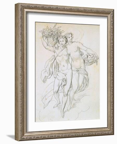 Psyche and Cupid, C1820-1857-Achille Deveria-Framed Giclee Print