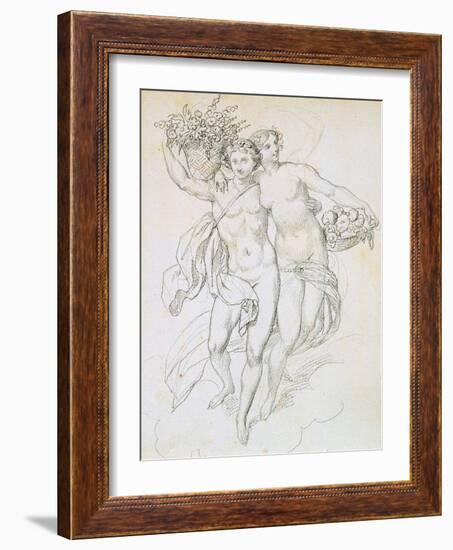 Psyche and Cupid, C1820-1857-Achille Deveria-Framed Giclee Print