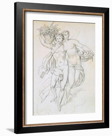 Psyche and Cupid, C1820-1857-Achille Deveria-Framed Giclee Print