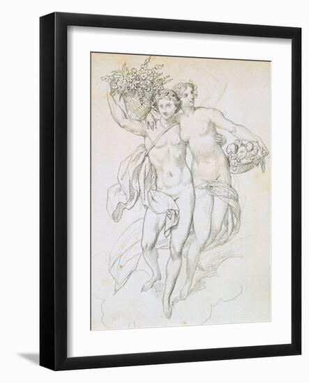 Psyche and Cupid, C1820-1857-Achille Deveria-Framed Giclee Print